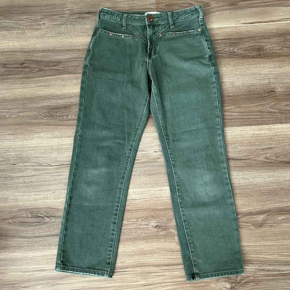 ONETEASPOON Olive Green Studded Western Boho Jeans Women Size 25